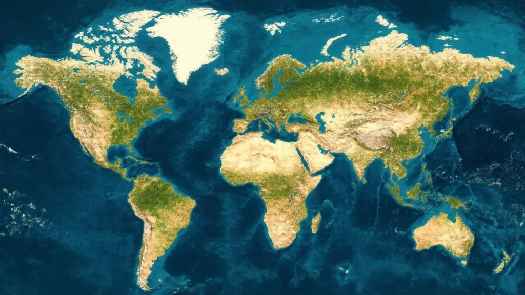 Mapa-múndi estilizado destacando os 10 países mencionados no artigo (Portugal, Estônia, Croácia, Geórgia, México, Indonésia, Emirados Árabes Unidos, Ilhas Maurício, Malta e Barbados), com ícones representando nômades digitais em cada local.